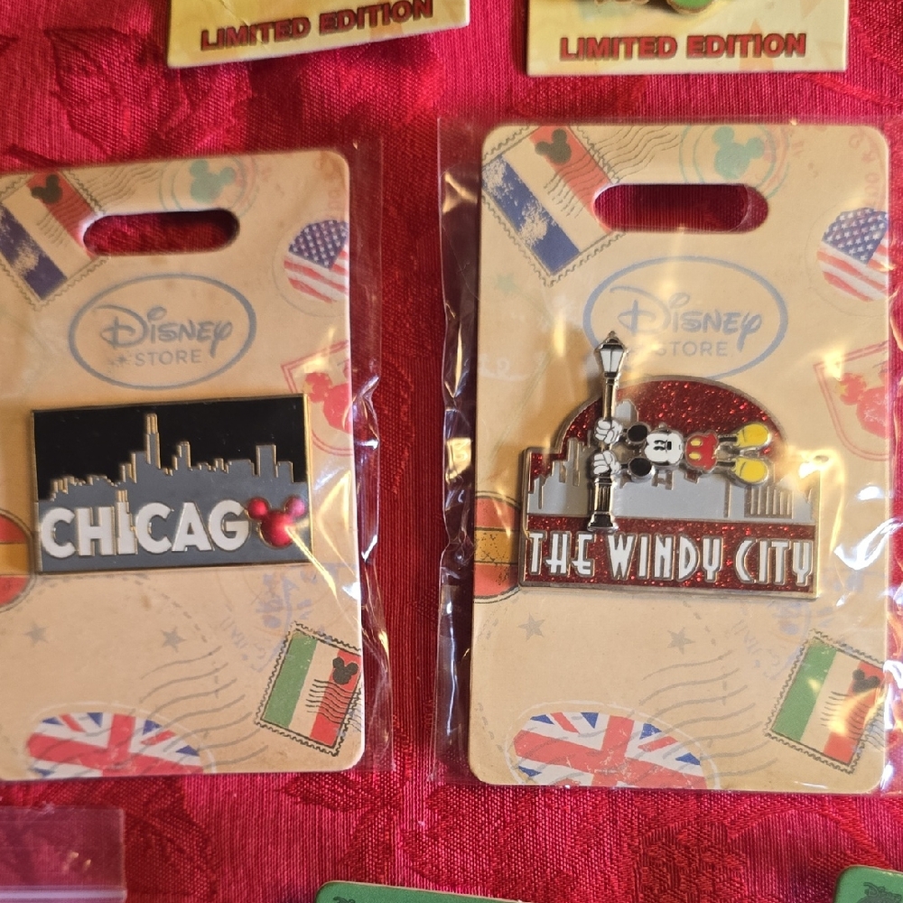 Disney Chicago Skyline and Windy City Pins - Black and Red